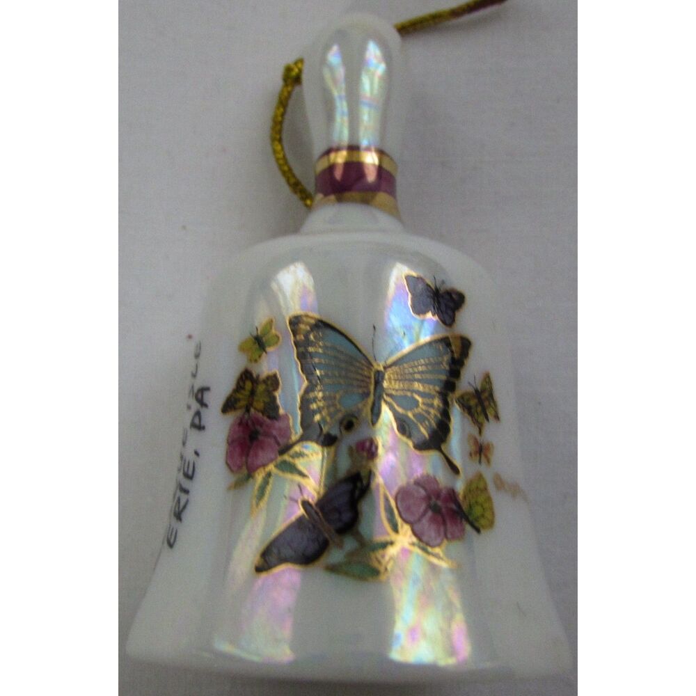 Presque Isle Erie PA iridescent miniature bell souvenir butterflies butterfly